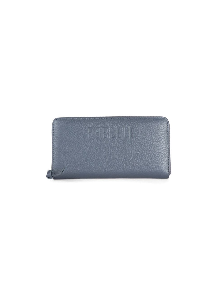 Donna REBELLE | Portafoglio Basic In Pelle Dollaro Con Scritta Logo Grigio