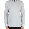 Uomo MICHAEL MICHAEL KORS | Camicia In Cotone Slim Fit Con Ricamo Logo Celeste