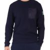 Uomo AERONAUTICA MILITARE | Felpa In Cotone Comfort Fit Con Taschino A Contrasto Blu