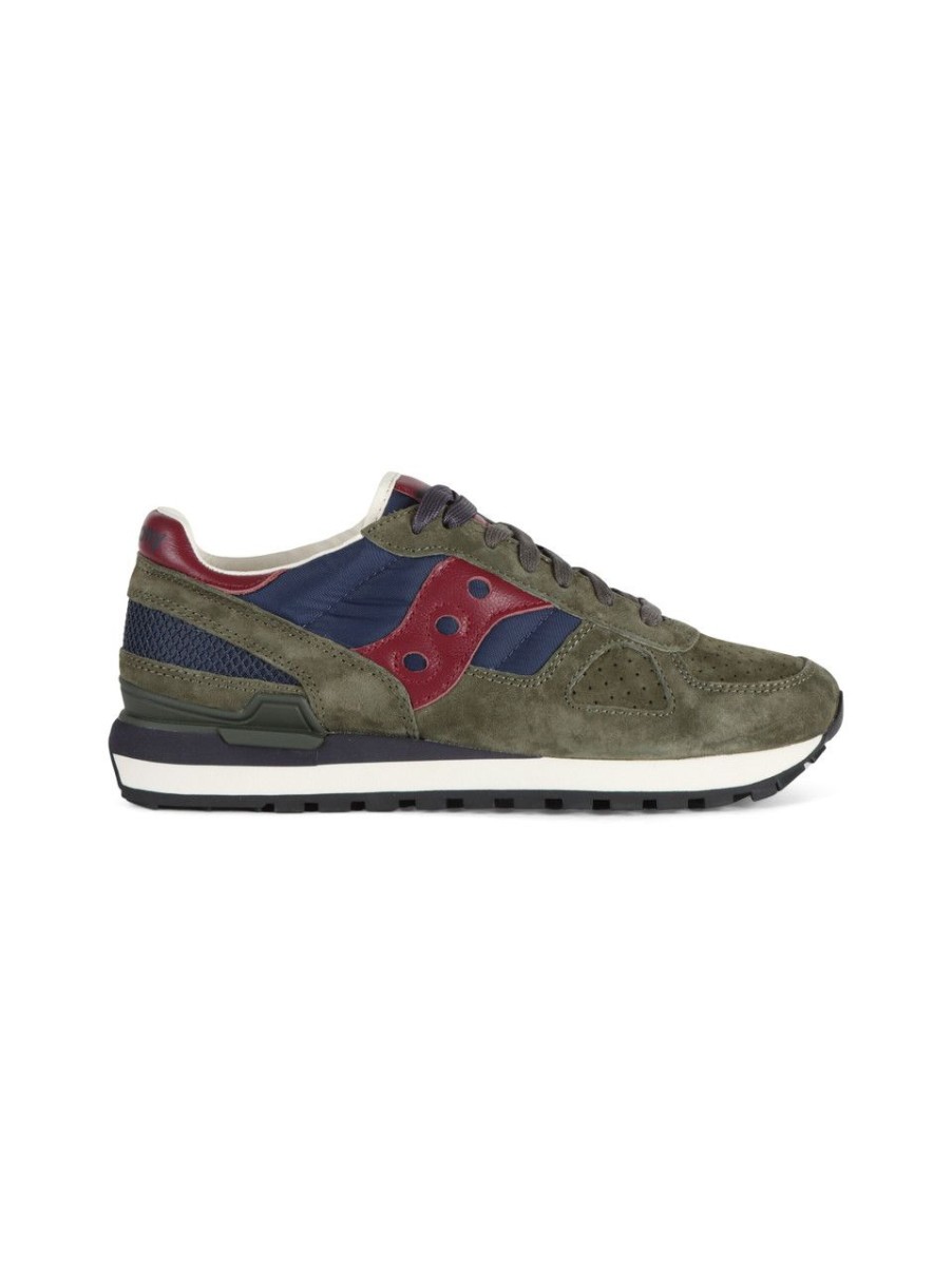 Uomo SAUCONY | Sneakers Shadow Original In Pelle E Tessuto Verde