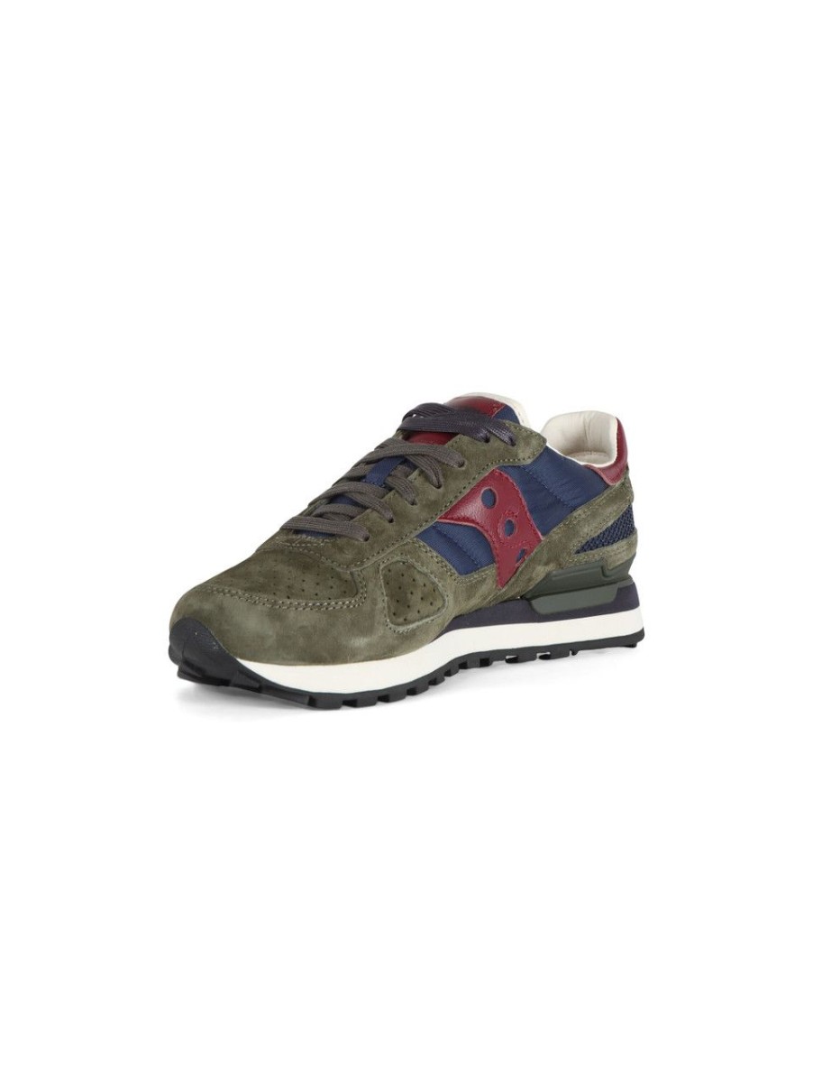 Uomo SAUCONY | Sneakers Shadow Original In Pelle E Tessuto Verde