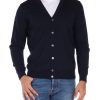 Uomo FAMA | Luxury: Cardigan In Lana Vergine Merino Extrafine Blu Scuro