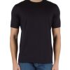 Uomo EMPORIO ARMANI | T-Shirt In Seta E Cotone Con Ricamo Logo Blu Scuro