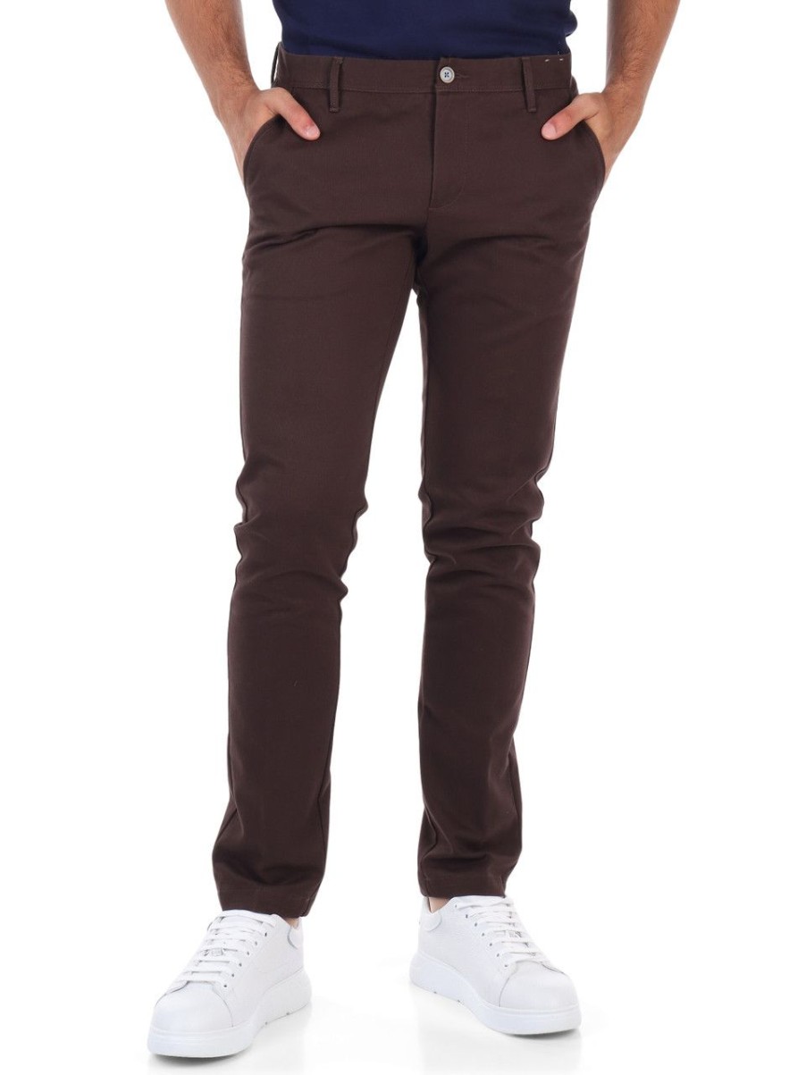 Uomo AT.P.CO | Pantalone In Cotone Stretch Dan Marrone