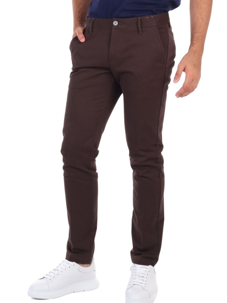 Uomo AT.P.CO | Pantalone In Cotone Stretch Dan Marrone