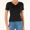 Donna GUESS | T-Shirt In Tessuto Stretch Con Logo In Strass Nero