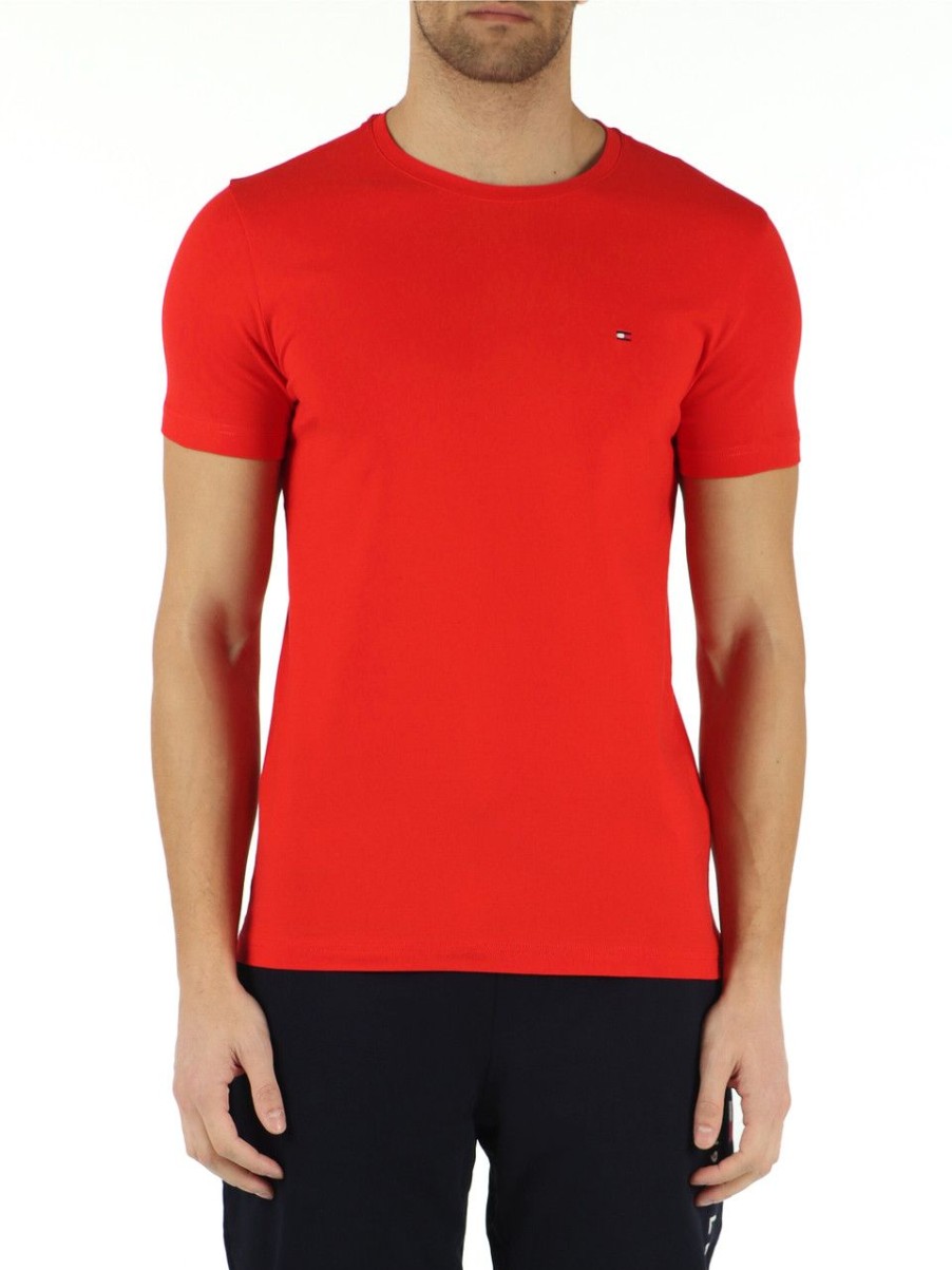 Uomo TOMMY HILFIGER | T-Shirt In Cotone Stretch Extra Slim Fit Rosso