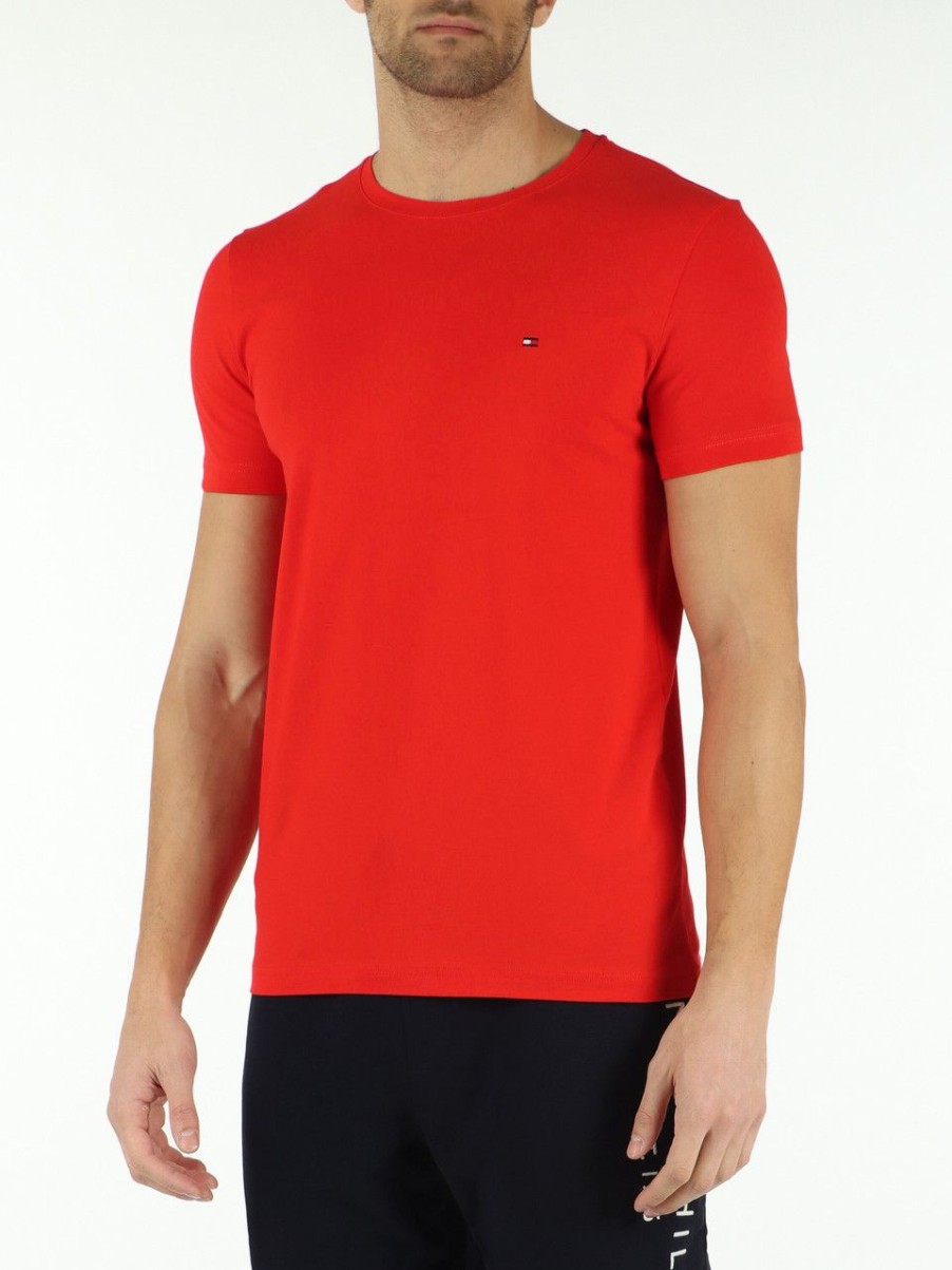 Uomo TOMMY HILFIGER | T-Shirt In Cotone Stretch Extra Slim Fit Rosso