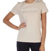 Donna TOMMY HILFIGER | T-Shirt In Cotone Con Ricamo Logo Frontale Beige