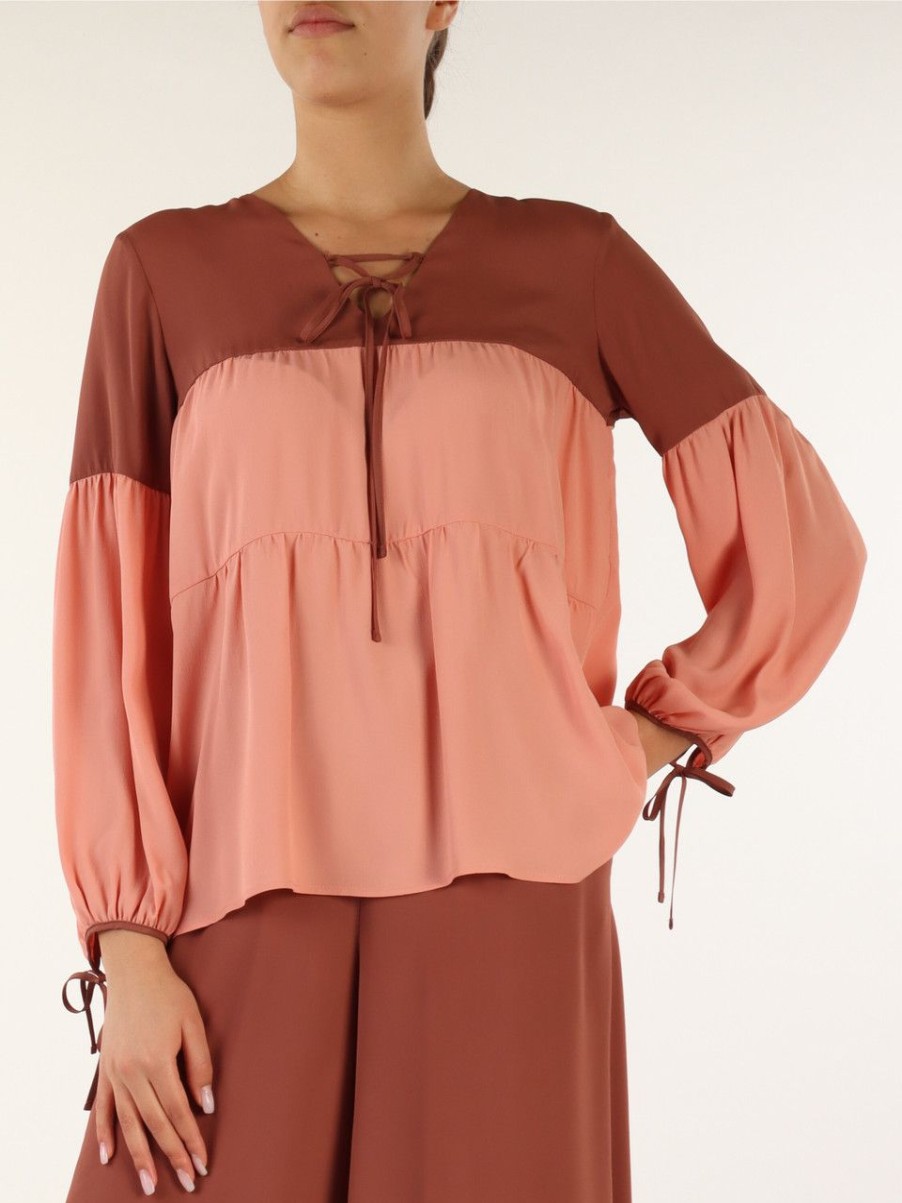 Donna SFIZIO | Blusa Svasata In Misto Seta Rosa