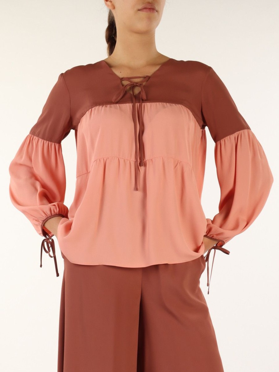 Donna SFIZIO | Blusa Svasata In Misto Seta Rosa