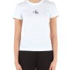 Donna CALVIN KLEIN JEANS | T-Shirt Slim Fit In Cotone Con Ricamo Logo Bianco