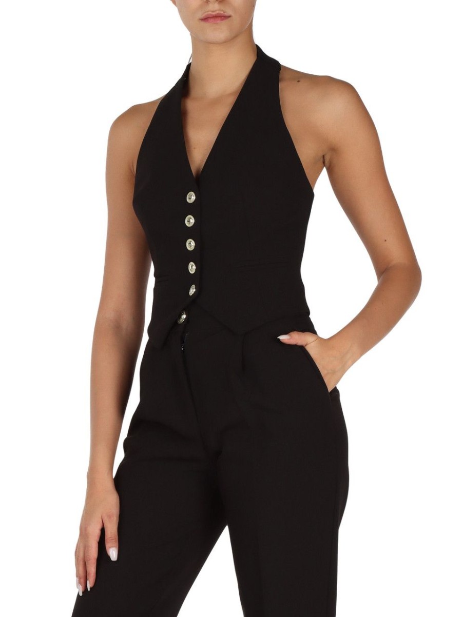 Donna MARCIANO GUESS | Gilet Top In Misto Viscosa Nero