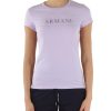 Donna ARMANI EXCHANGE | T-Shirt In Cotone Stretch Con Scritta Logo Gommata Viola Chiaro