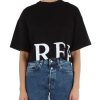 Donna REPLAY | T-Shirt Cropped In Cotone Con Scritta Logo Nero