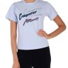 Donna EMPORIO ARMANI | T-Shirt In Cotone Con Scritta Logo In Strass Carta Da Zucchero