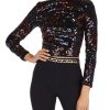 Donna MARCIANO GUESS | Blusa Cropped Con Paillettes E Spalline Bordeaux