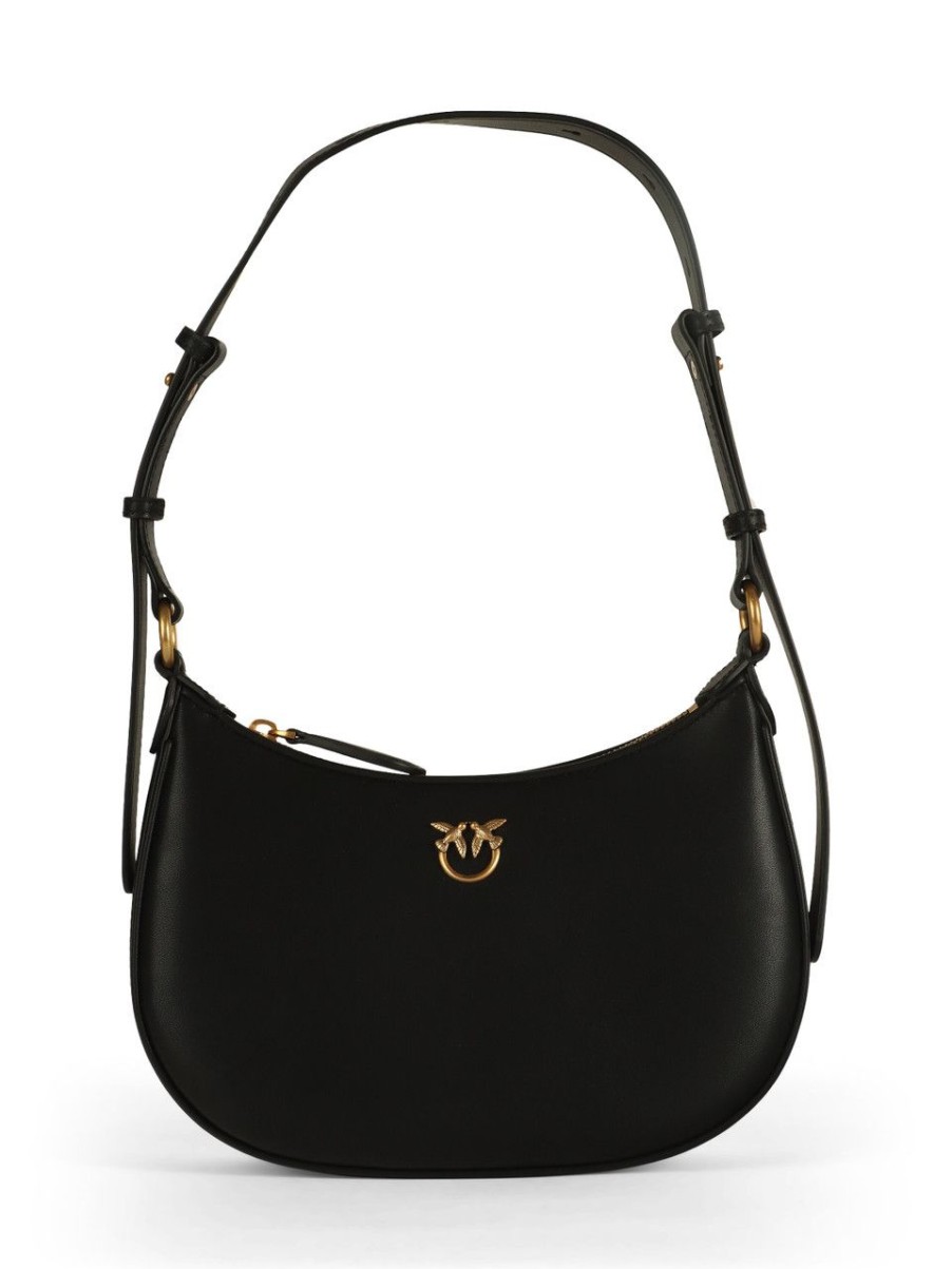 Donna PINKO | Borsa A Spalla In Pelle Half Moon Mini Fl. Nero