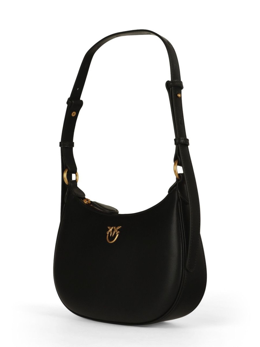 Donna PINKO | Borsa A Spalla In Pelle Half Moon Mini Fl. Nero