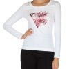 Donna GUESS | T-Shirt Maniche Lunghe Con Stampa Logo Bianco