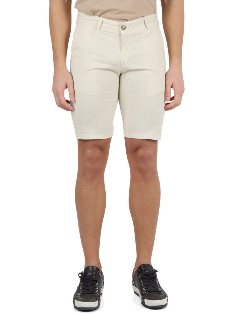 Uomo QB24 | Bermuda In Cotone Stretch Ber Slim Fit Beige