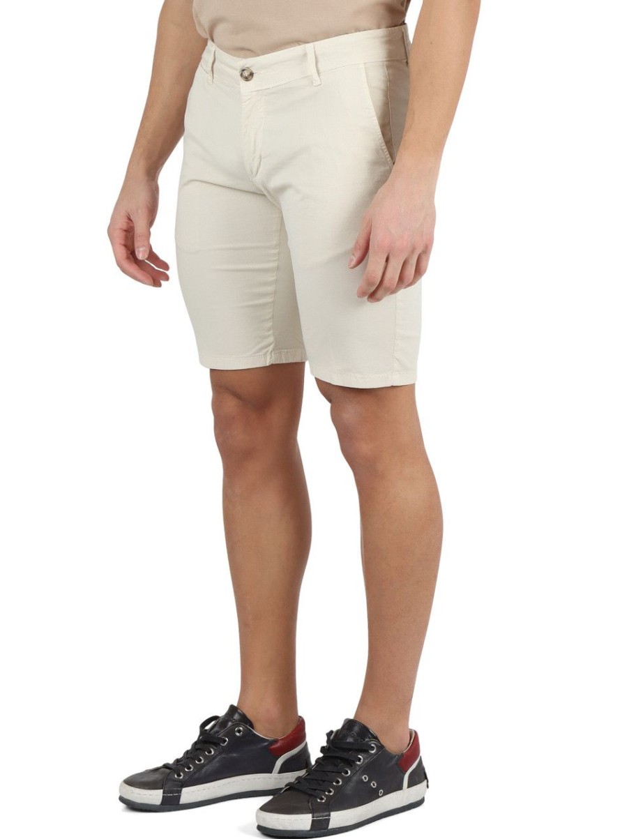 Uomo QB24 | Bermuda In Cotone Stretch Ber Slim Fit Beige