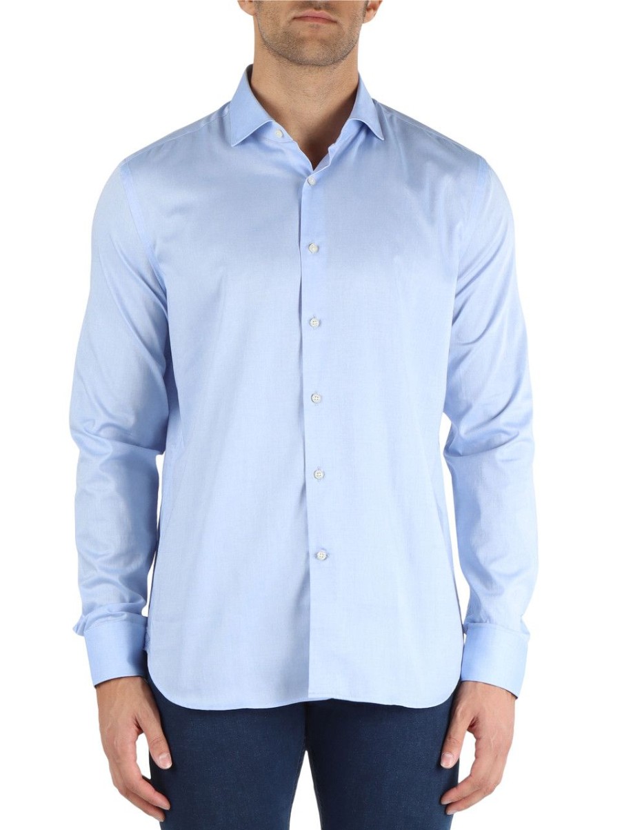 Uomo GHIRARDELLI | Camicia In Cotone Blu Chiaro