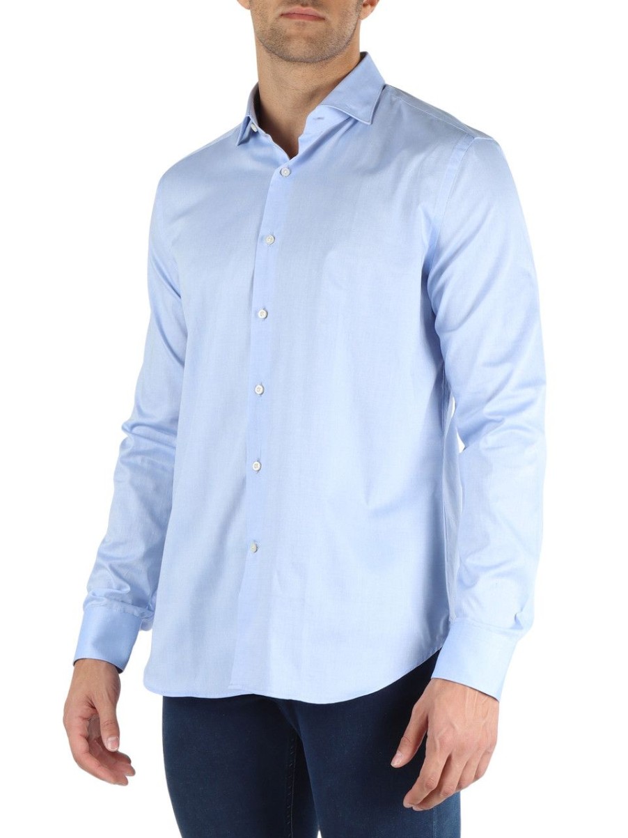 Uomo GHIRARDELLI | Camicia In Cotone Blu Chiaro