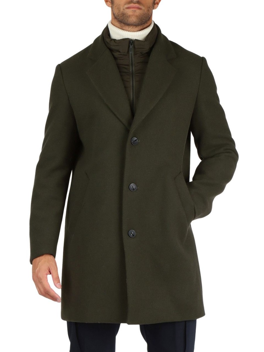 Uomo ANTONY MORATO | Cappotto Rupert Regular Fit Con Inserto Trapuntato Rimovibile Verde Scuro