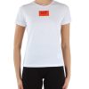 Donna EA7 | T-Shirt In Cotone Con Stampa Logo Frontale Bianco