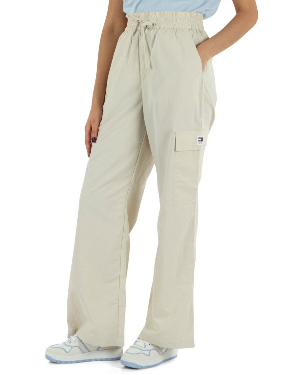 Donna TOMMY JEANS | Pantalone Relaxed Con Tasche Cargo Beige