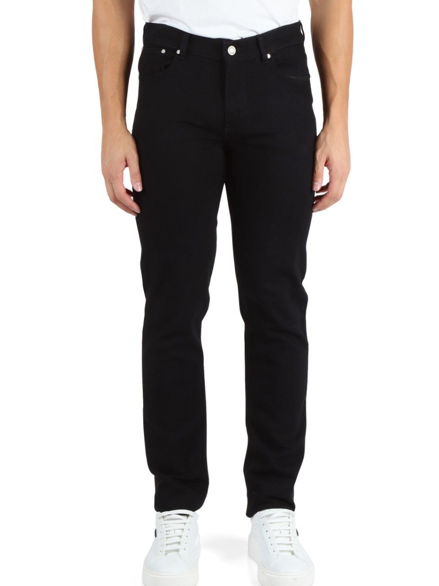 Uomo TRUSSARDI | Pantalone Jeans Cinque Tasche 370 Close Nero