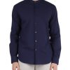 Uomo QB24 | Camicia In Cotone Seersucker Paris Blu Scuro