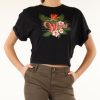 Donna GUESS | T-Shirt In Cotone E Modal Con Nodo Sul Retro Nero