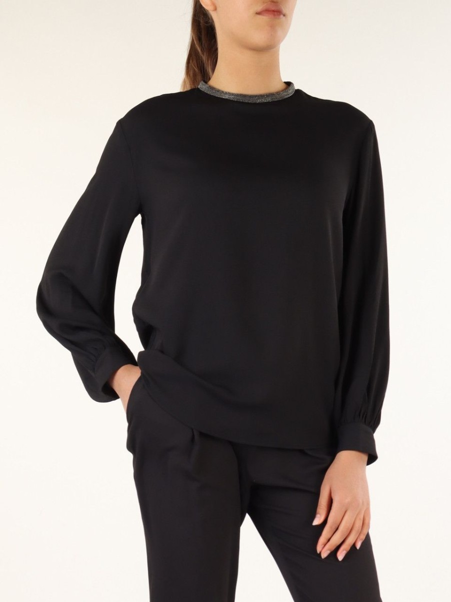 Donna FABIANA FILIPPI | Blusa In Marocain Di Misto Seta Nero