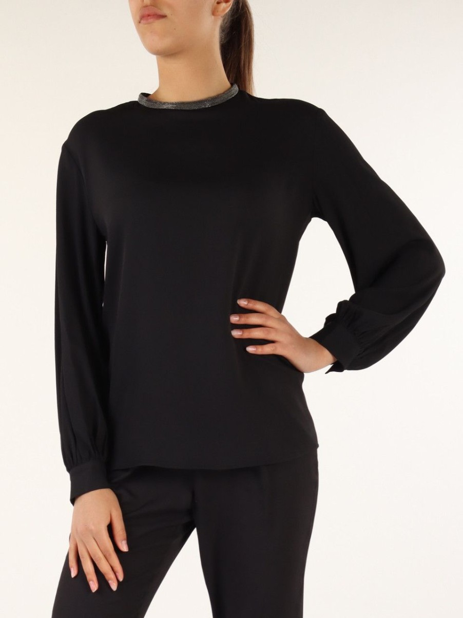 Donna FABIANA FILIPPI | Blusa In Marocain Di Misto Seta Nero