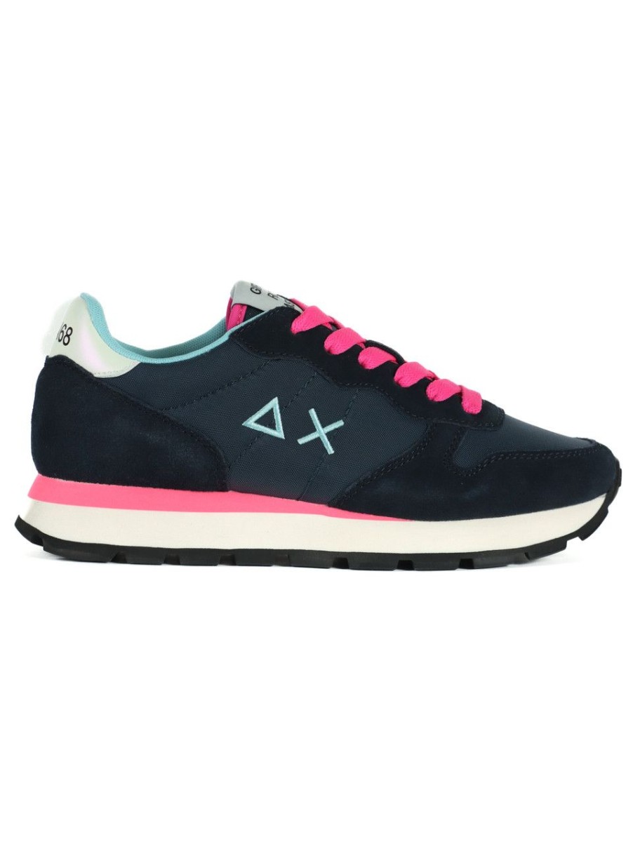 Donna SUN68 | Sneakers In Pelle E Tessuto Ally Solid Nylon Blu Scuro