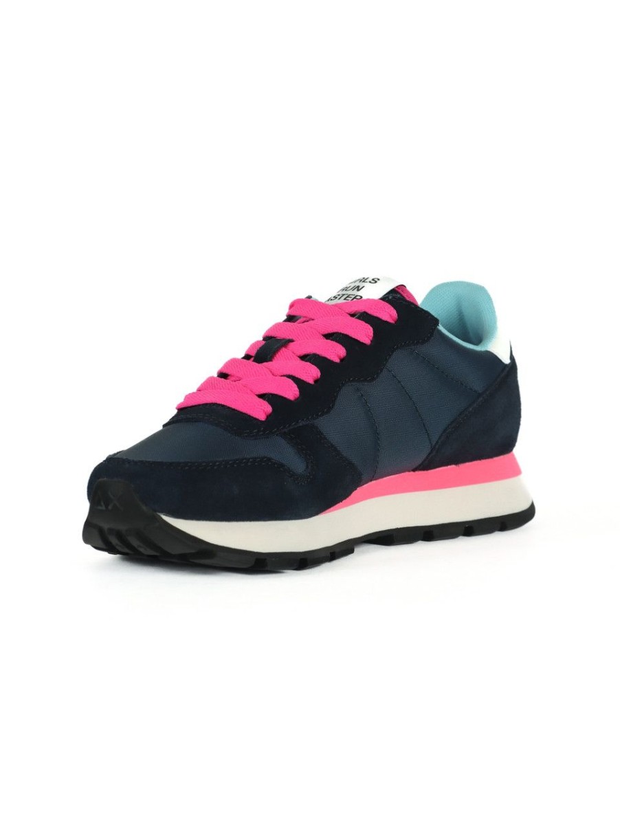 Donna SUN68 | Sneakers In Pelle E Tessuto Ally Solid Nylon Blu Scuro