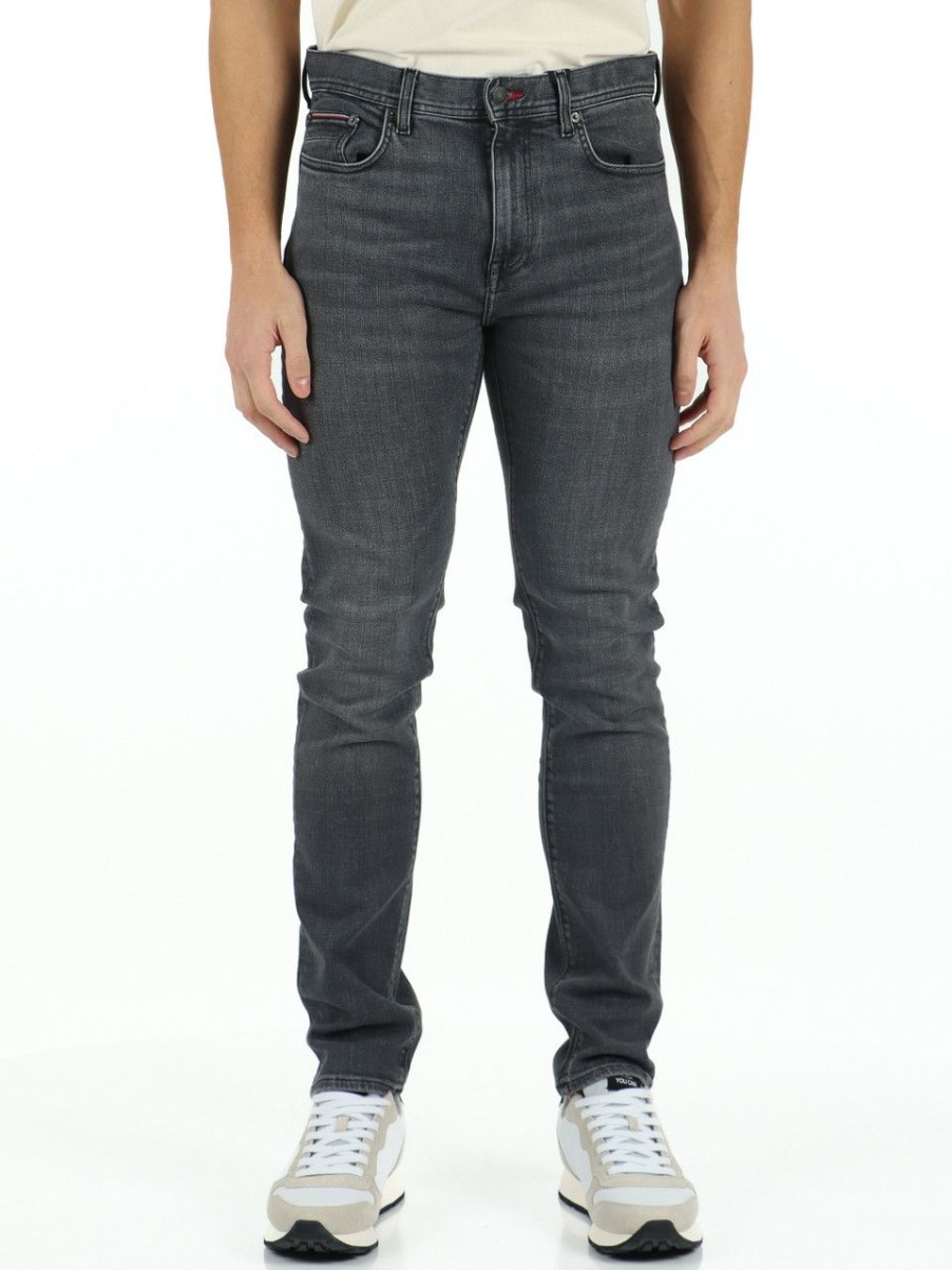 Uomo TOMMY HILFIGER | Pantalone Jeans Cinque Tasche Bleecker Silm Fit Grigio Scuro