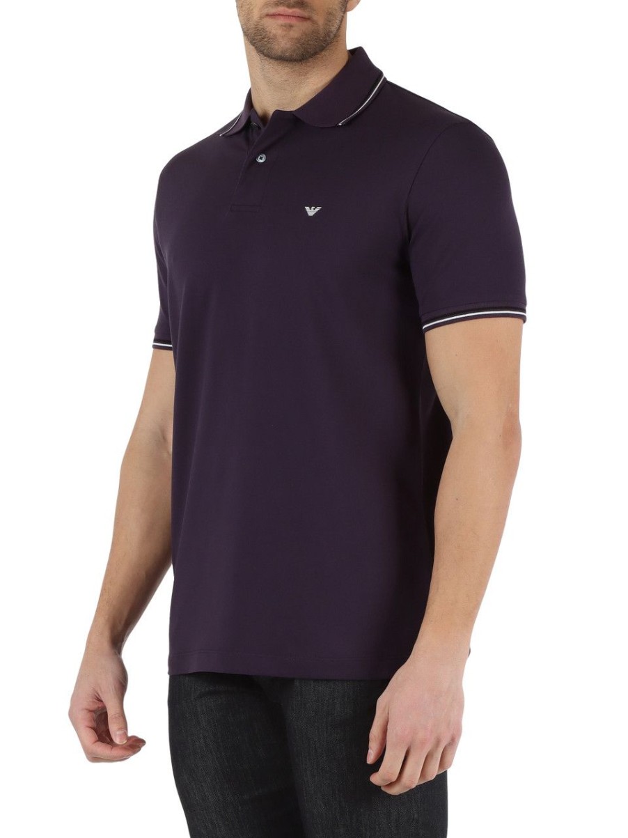 Uomo EMPORIO ARMANI | Polo In Cotone Piquet Stretch Essential Viola