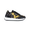 Donna VERSACE JEANS COUTURE | Sneakers In Pelle E Tessuto Con Stampa Logo Nero