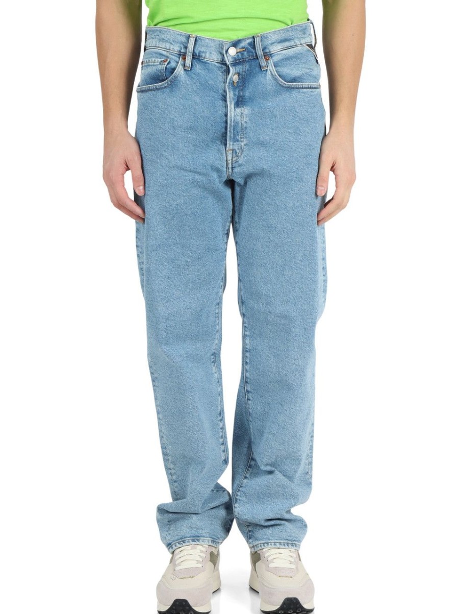 Uomo REPLAY | Pantalone Jeans Cinque Tasche M9Z1 Stright Fit Blu Chiaro