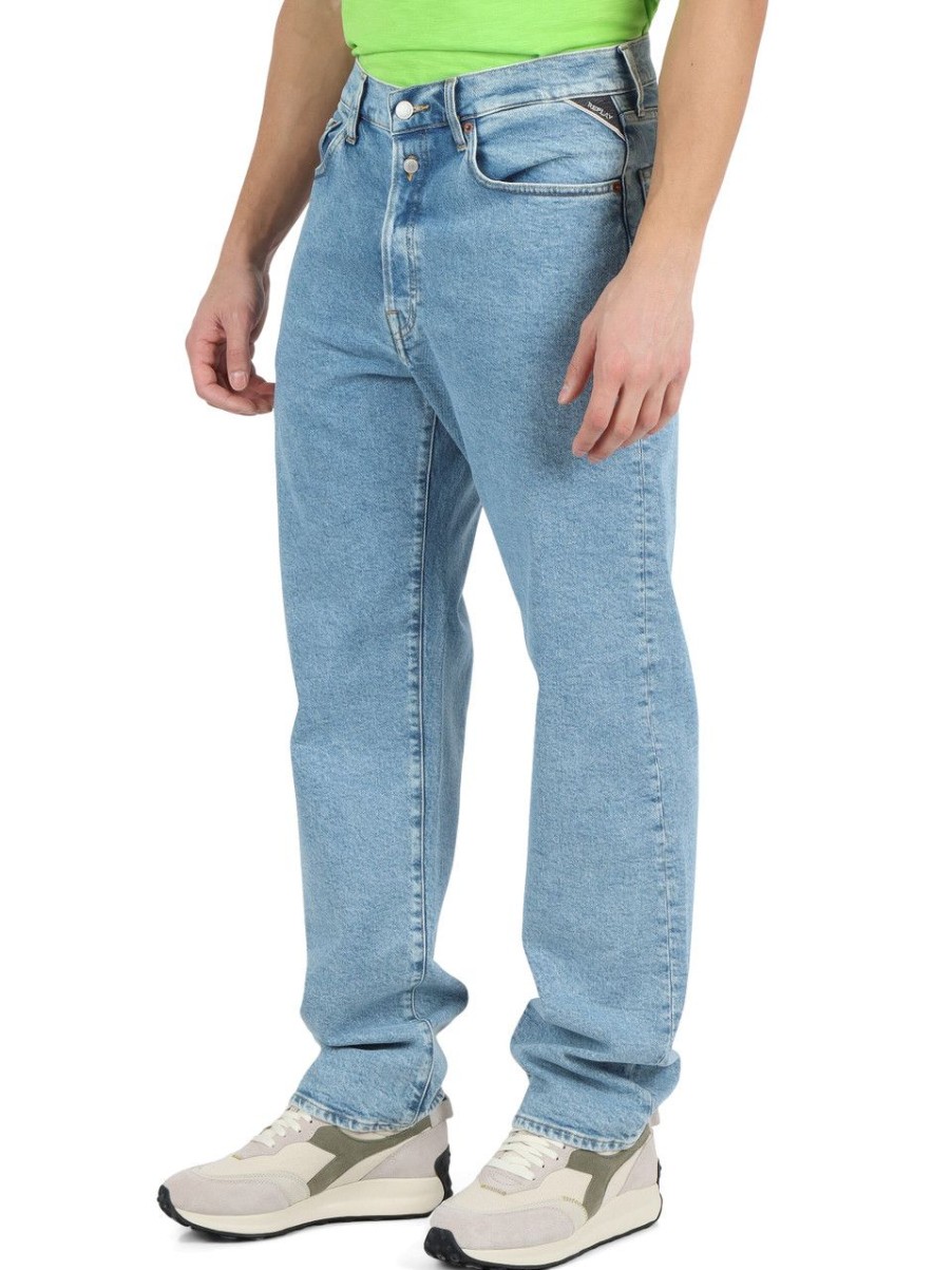 Uomo REPLAY | Pantalone Jeans Cinque Tasche M9Z1 Stright Fit Blu Chiaro