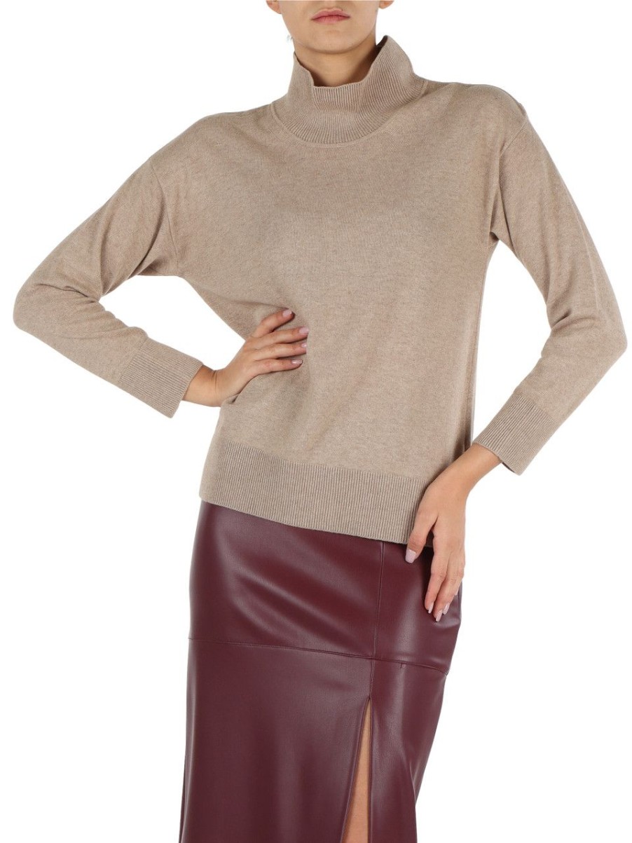 Donna ALPHA STUDIO | Maglia Lupetto In Misto Lana E Cashmere Beige