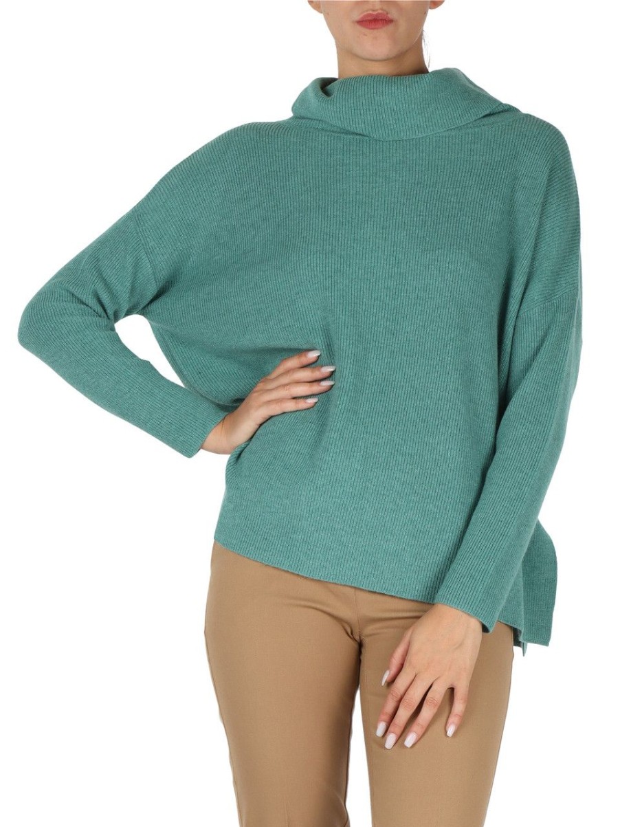 Donna PENNYBLACK | Maglia Collo Alto Sabbione In Misto Lana E Cashmere Verde