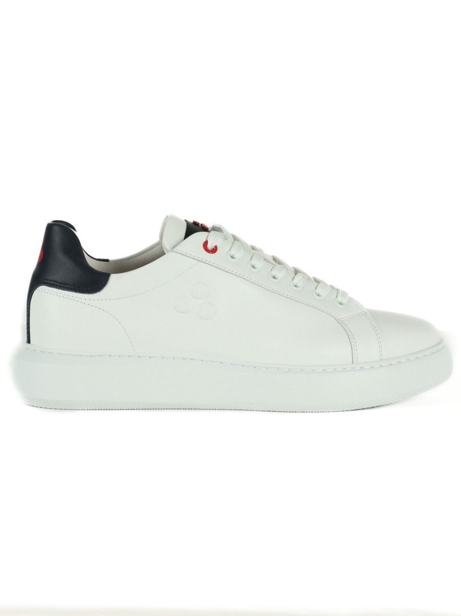 Uomo PEUTEREY | Sneakers In Pelle Helica 02 Bianco/Nero