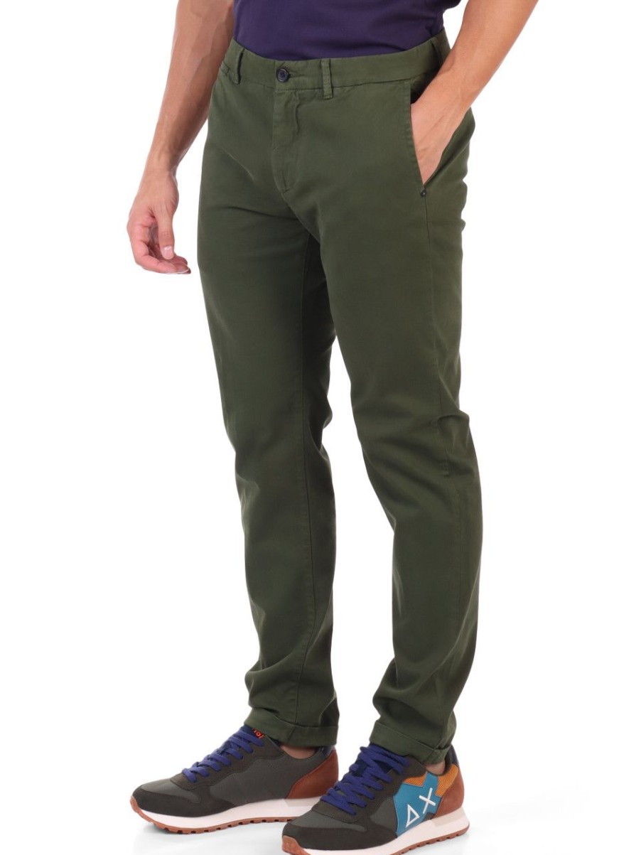 Uomo REPLAY | Pantalone Brad Slim Fit In Cotone Stretch Verde Scuro