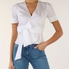 Donna NENETTE | Tous Les Jours: Blusa A Incrocio Flora In Misto Cotone Bianco