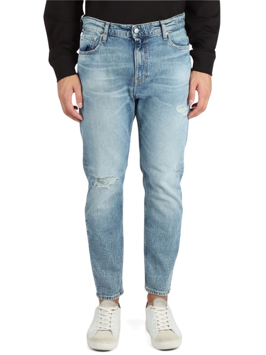 Uomo CALVIN KLEIN JEANS | Pantalone Jeans Cinque Tasche Dad Fit Blu Chiaro