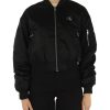 Donna CALVIN KLEIN JEANS | Bomber Cropped Drappeggiato In Tessuto Satin Nero